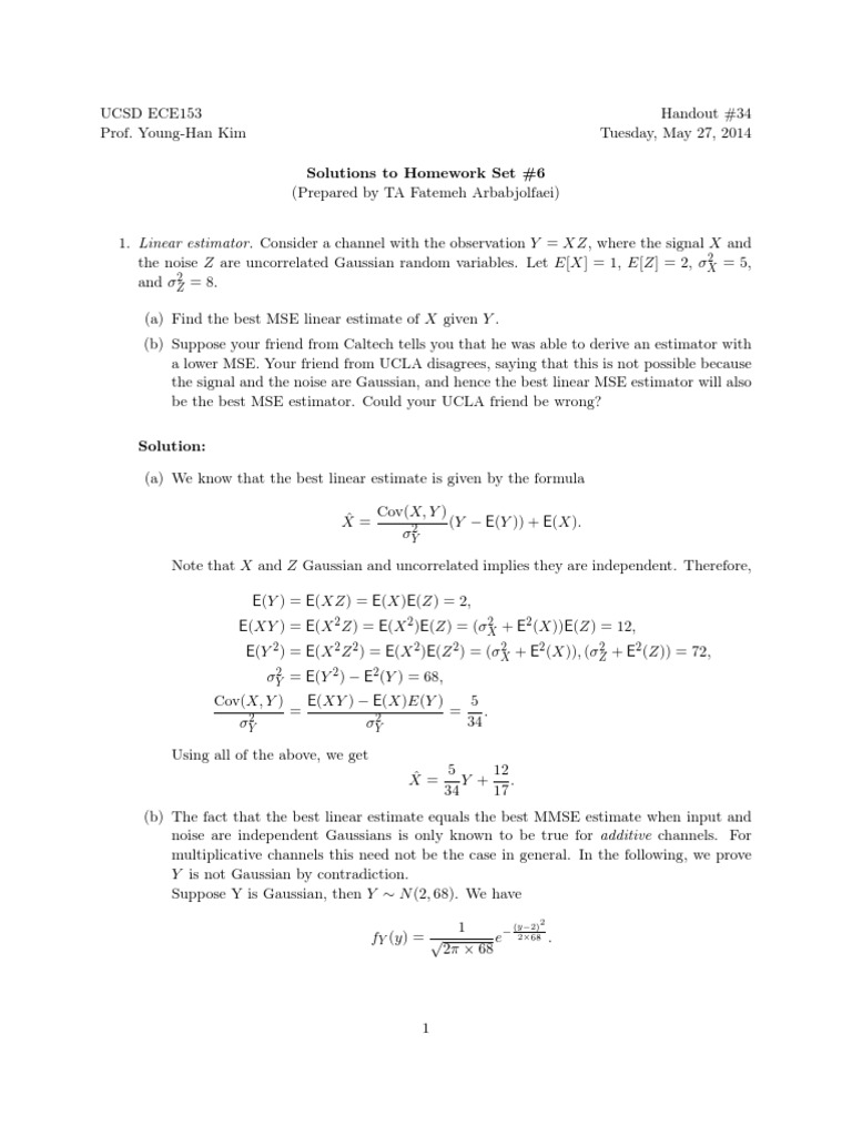 Hw6sol Normal Distribution Variance