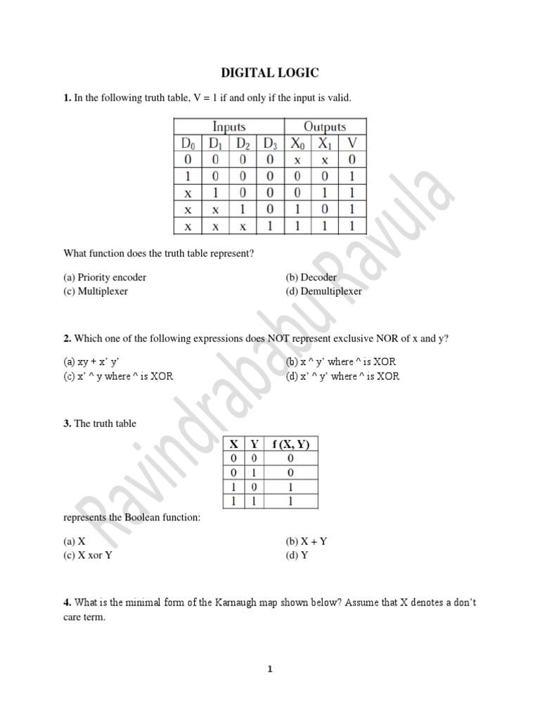 Dl Q1 Boolean Algebra Mathematical Logic