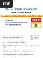 BU7753 Finance For Managers: Capital Investment Appraisal