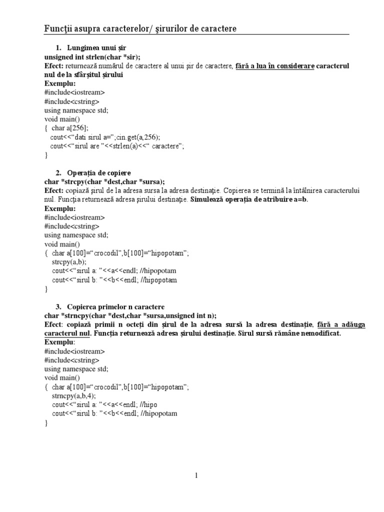 Functii Siruri Caractere C++ | PDF