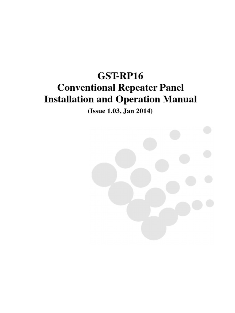 GSTRP16 Conventional Repeater Panel Installation and Operation Manual