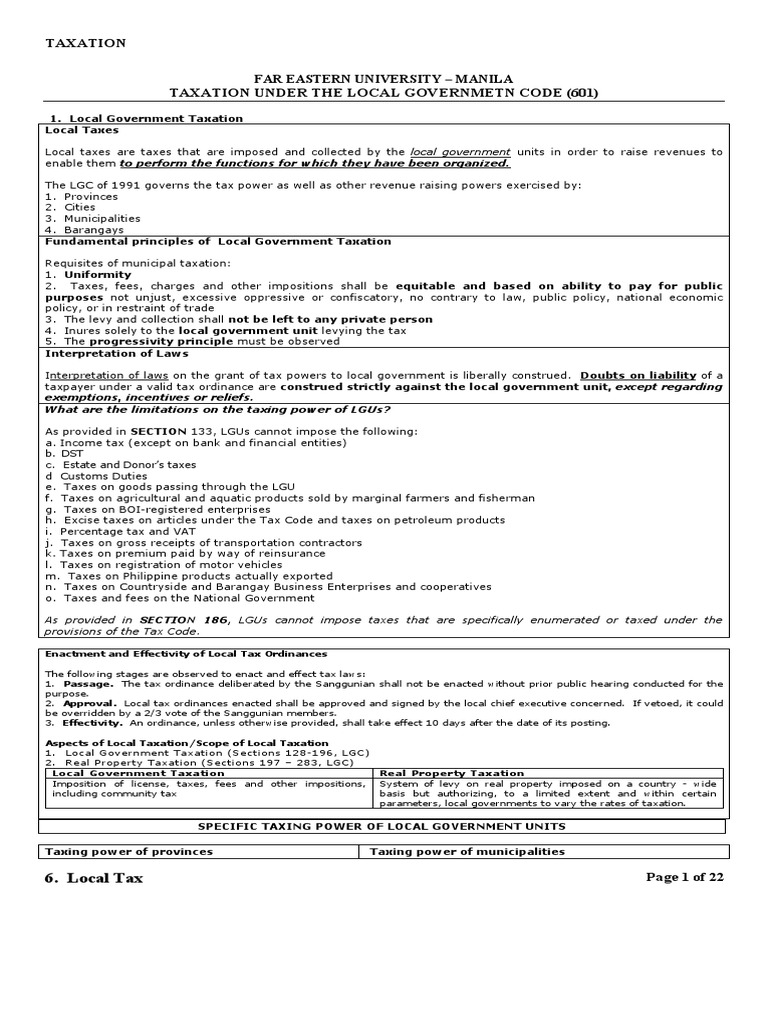 Local Taxation in the Philippines | PDF | Corporate Tax | Taxes