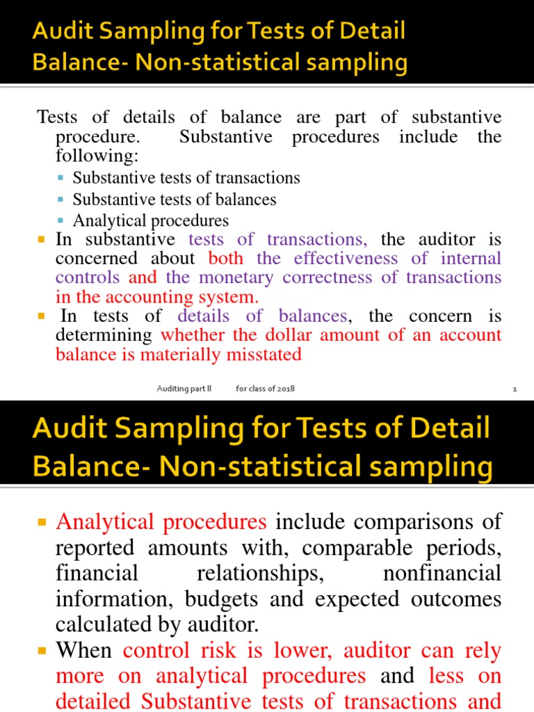 Substantive Tests of Balance in Auditing | PDF | Audit | Financial Audit