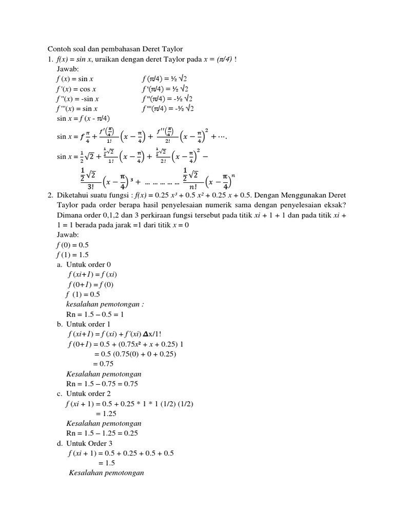 Contoh Soal Dan Pembahasan Deret Taylor Docx