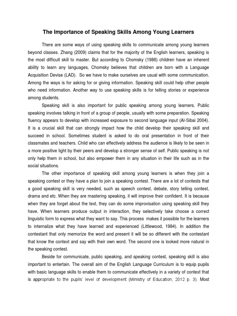 Importance of Speaking Skills for Youth | PDF | Speech | Fluency
