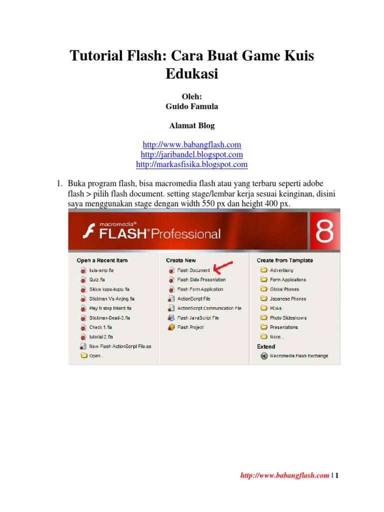 Tutorial Flash Cara Buat Game Edukasi PDF PDF