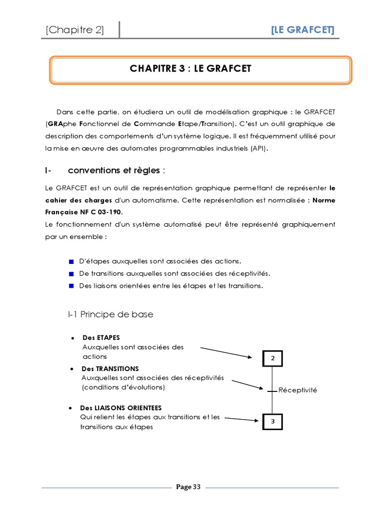 Chapitre 3 Le Grafcet PDF | PDF | Capteur | Automate programmable ...