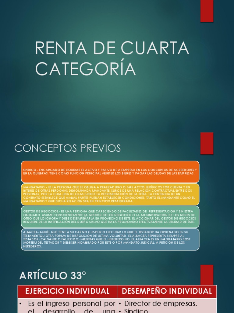 Renta de Cuarta Categoria PDF Impuesto sobre la renta Impuestos