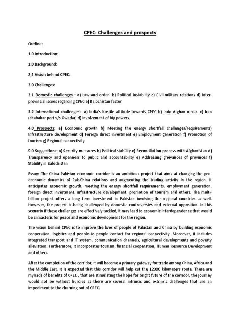CPEC: Challenges and Opportunities | PDF | Pakistan | Economies