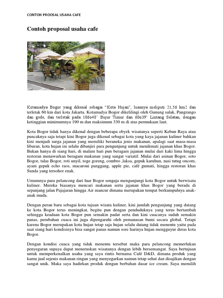 Contoh Proposal Usaha Cafe