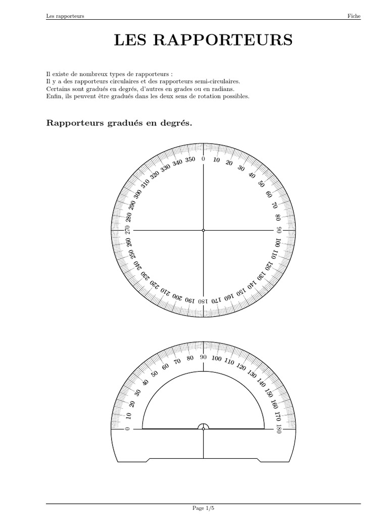 Types de rapporteurs et leurs usages | PDF | Trigonométrie | Angle