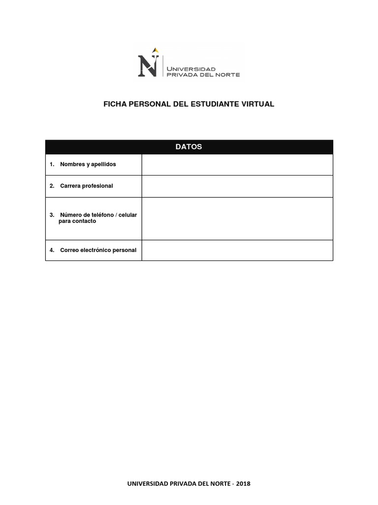 Ficha Personal Del Estudiante | PDF | Crecimiento personal y profesional
