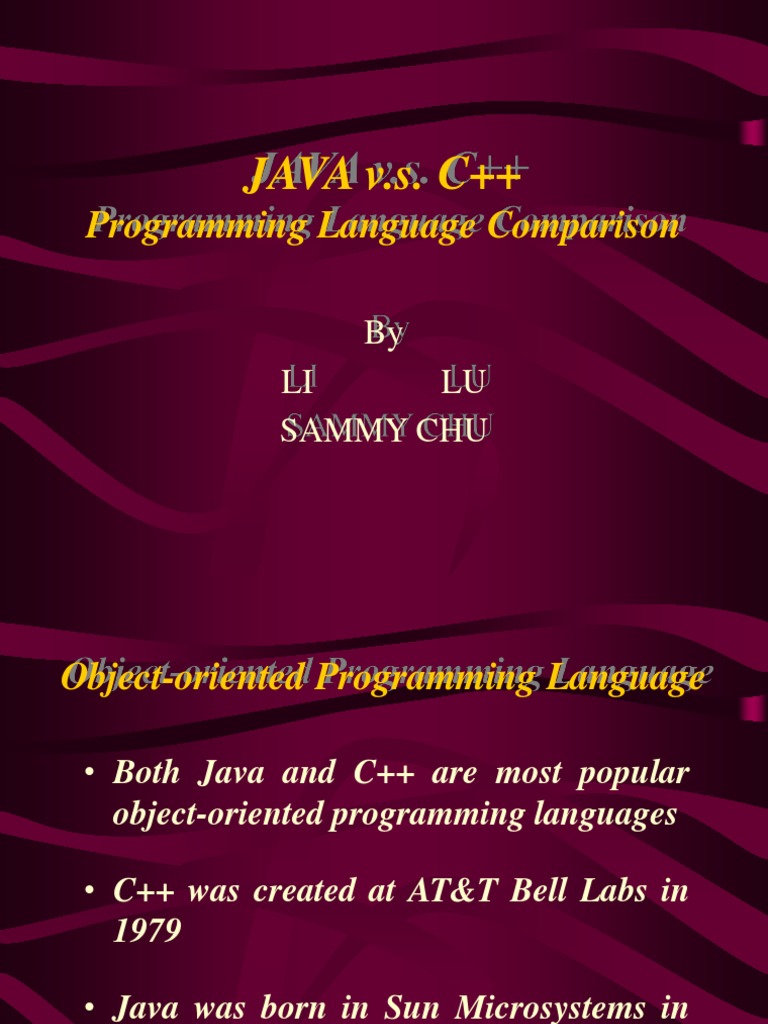JAVA V.S. C++: Programming Language Comparison | PDF | Java ...