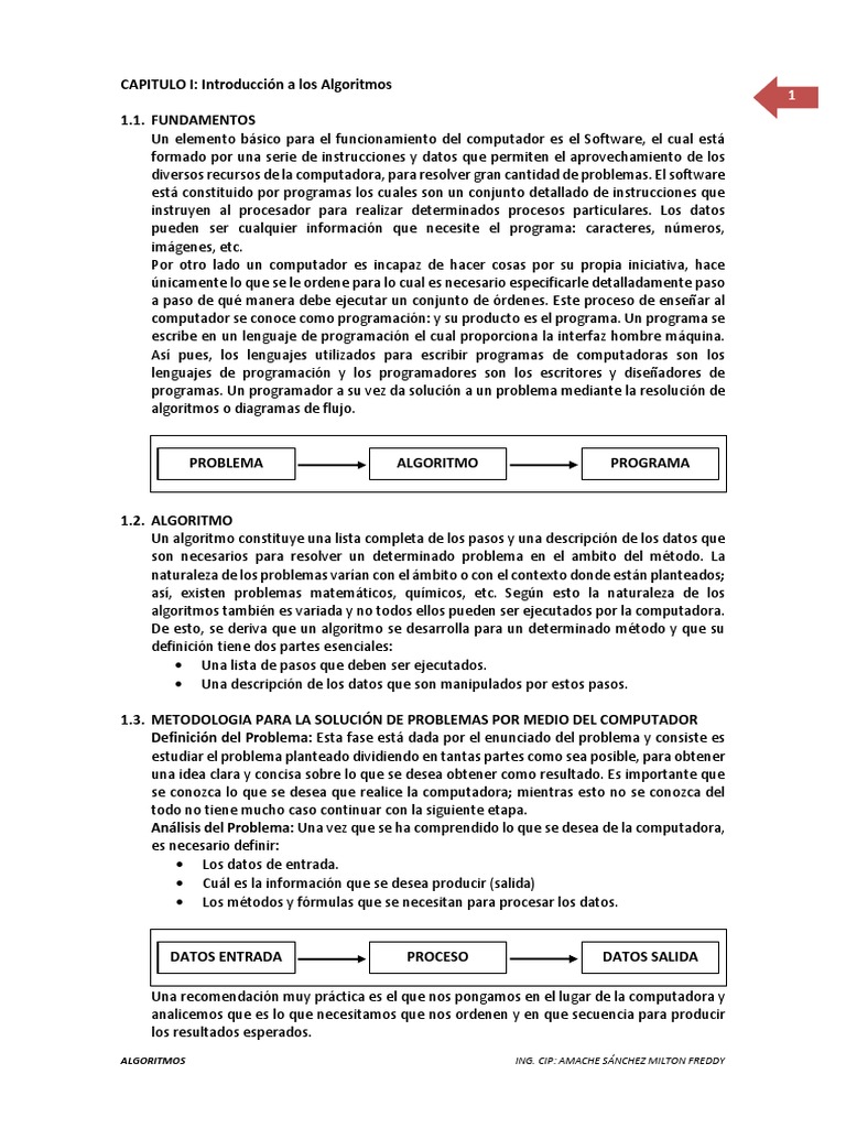 Algoritmos - Capitulo I PDF | PDF | Algoritmos | Programa de computadora