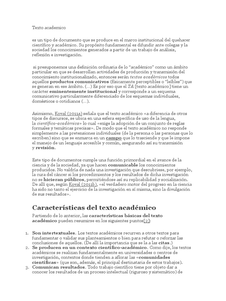 Características del Texto Académico | PDF | Science | Conocimiento