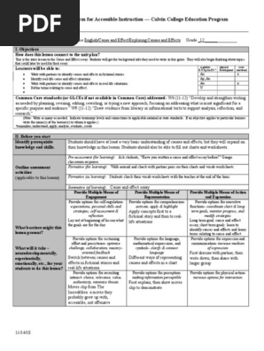 cause and effect lesson plan 1