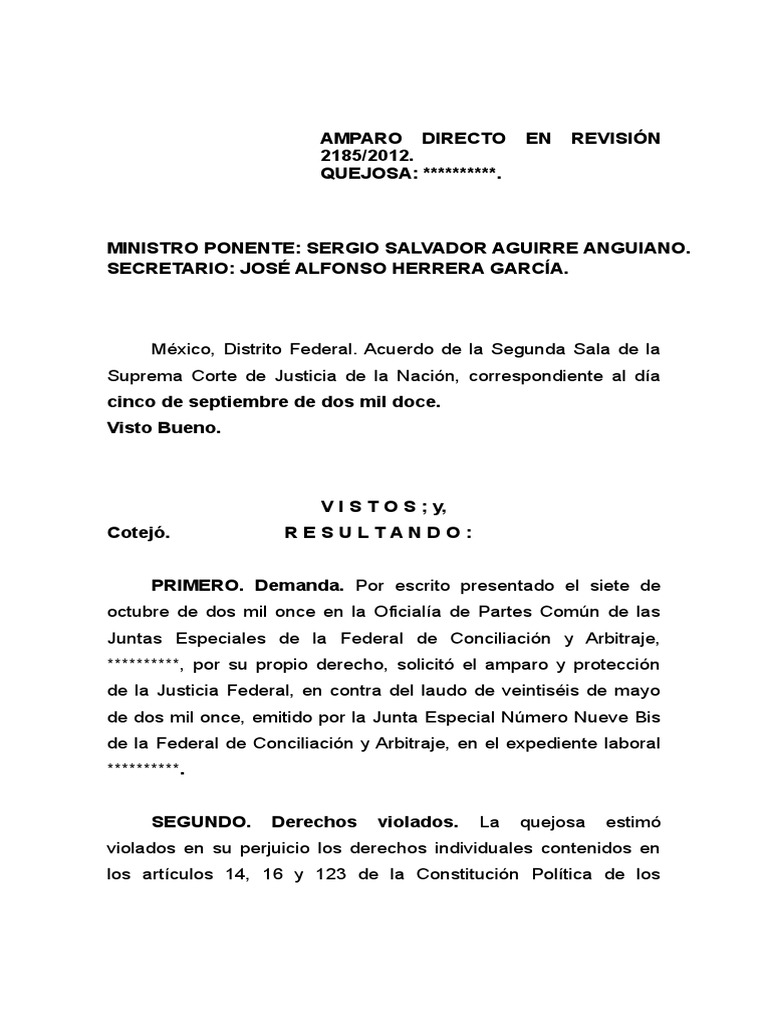 Amparo Directo | PDF | Derecho laboral | Caso de ley