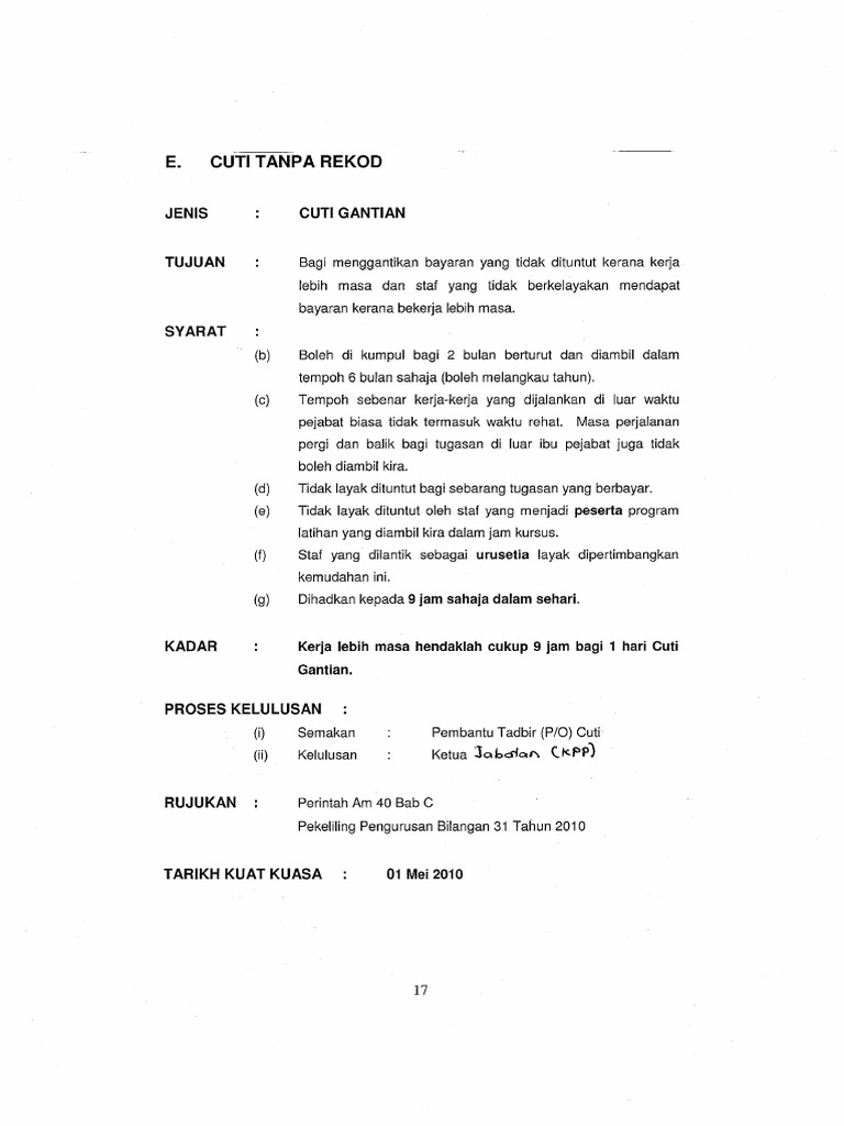 Panduan Cuti Tanpa Rekod Pdf Pdf