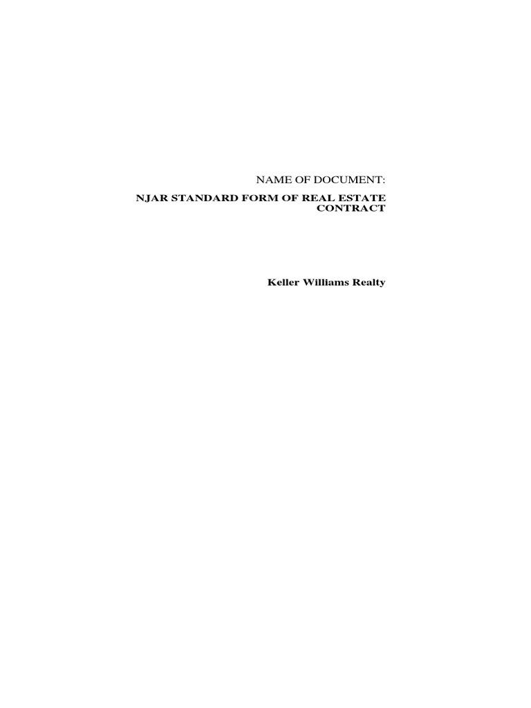 NJAR Real Estate Purchase Contract | PDF | Real Estate Broker | Title ...