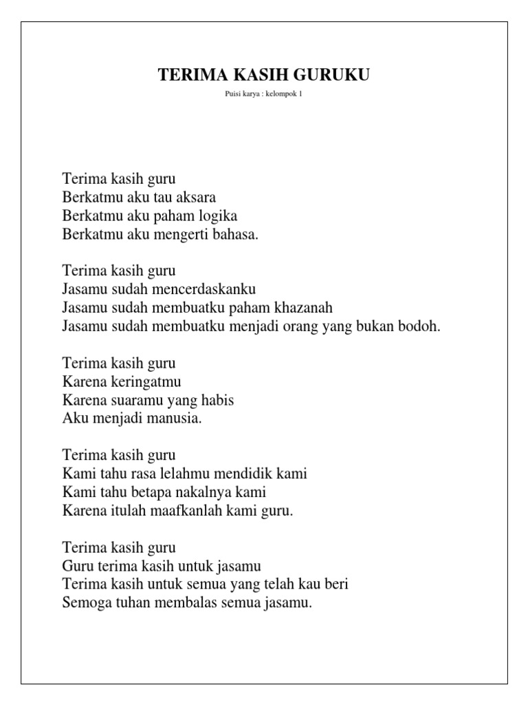 Sajak Terima Kasih Cikgu Quinncxt