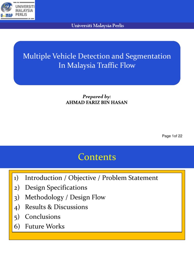 Multiple Vehicle Detection in Traffic Video | PDF | Image Segmentation ...
