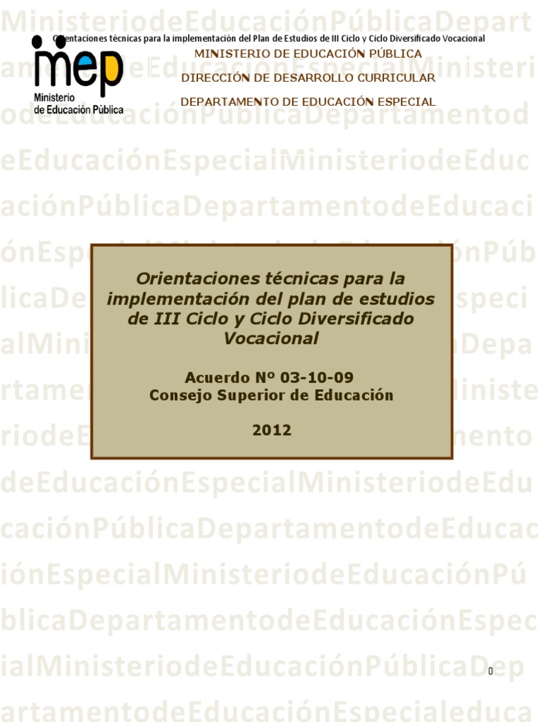 Orientaciones Técnicas para La Implementación Del Plan de Estudios de ...