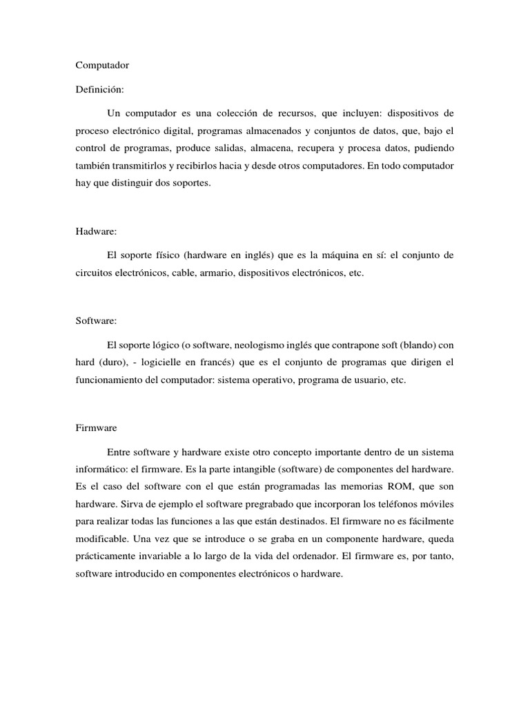 Computador | PDF | Hardware de la computadora | Programa de computadora