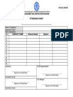 Attendance Sheet: Technical Education and Skills Development Authority