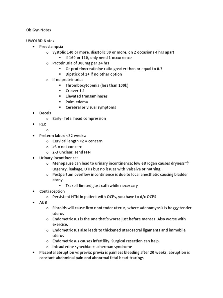 Ob Gyn Study Notes and Management Tips | PDF | Ovarian Cancer | Childbirth