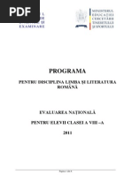 1 Programa Evaluare Nationala 2011 Limba Si Literatura Romana