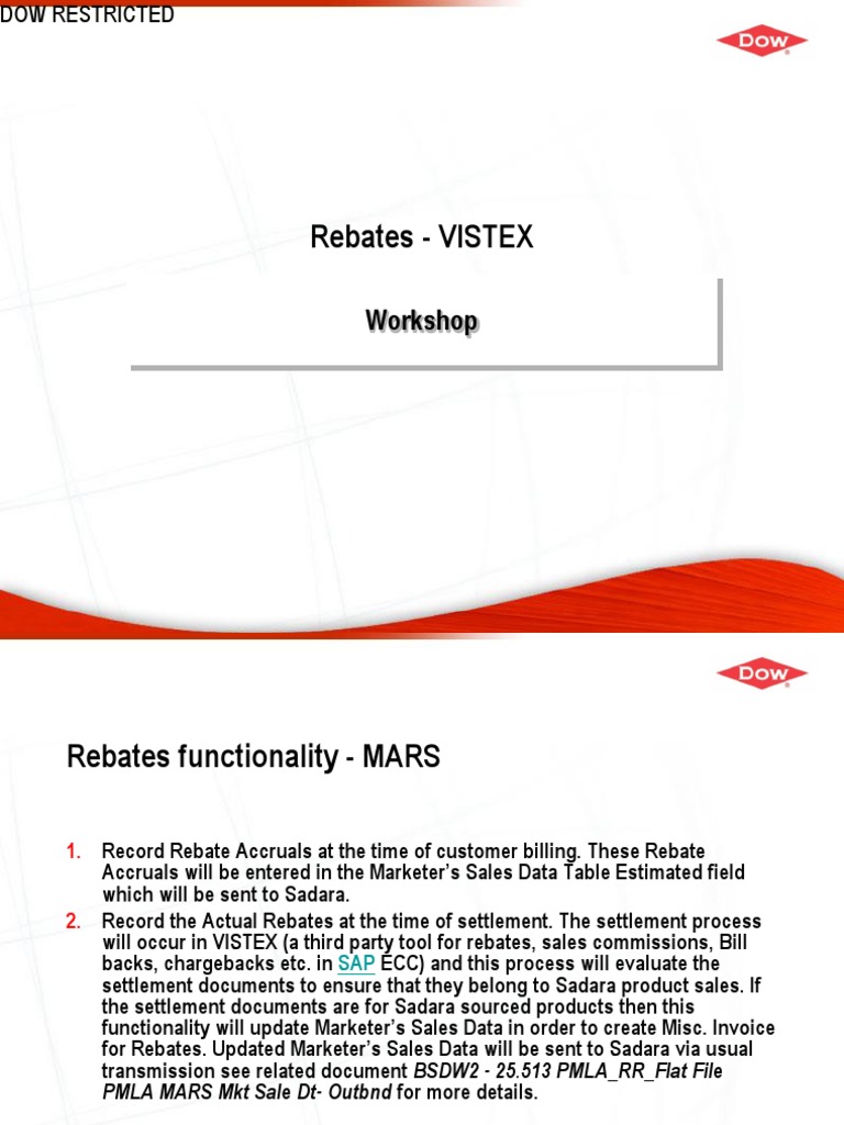 Vistex Rebate Accrual and Settlement Guide | PDF | Rebate (Marketing ...