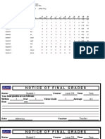 Class Grades XST Semester 20xx Branch Level 7/8 Time Teacher