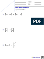 Name: Teacher: Date: Score:: Basic Matrix Operations