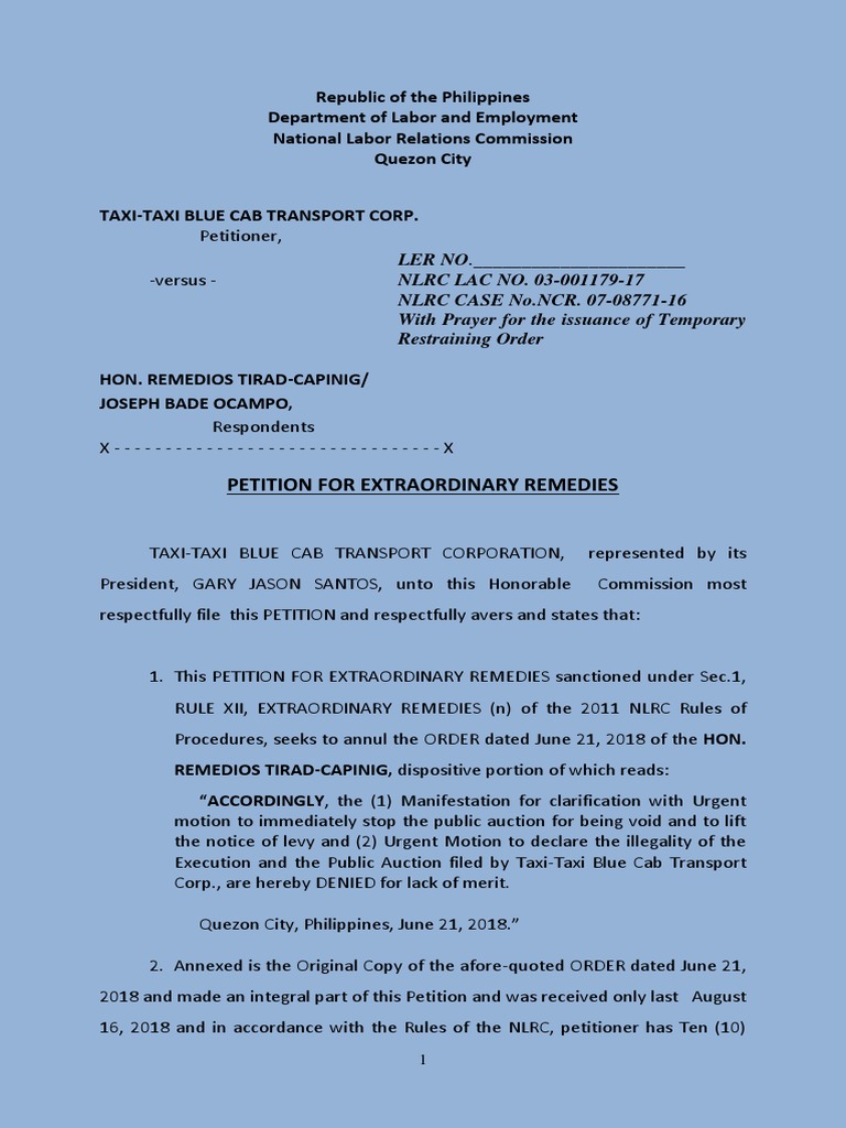 Termination Letter Tagalog PDF Injunction Writ