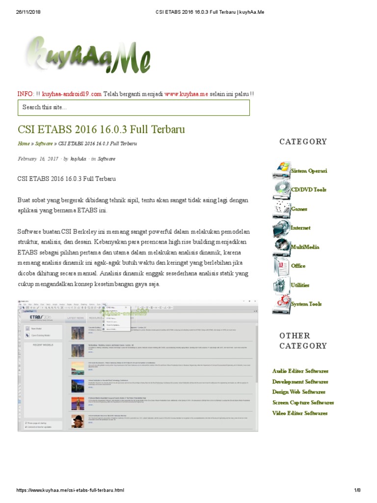 CSI ETABS 2016 1603 Full Terbaru KuyhAa Me PDF