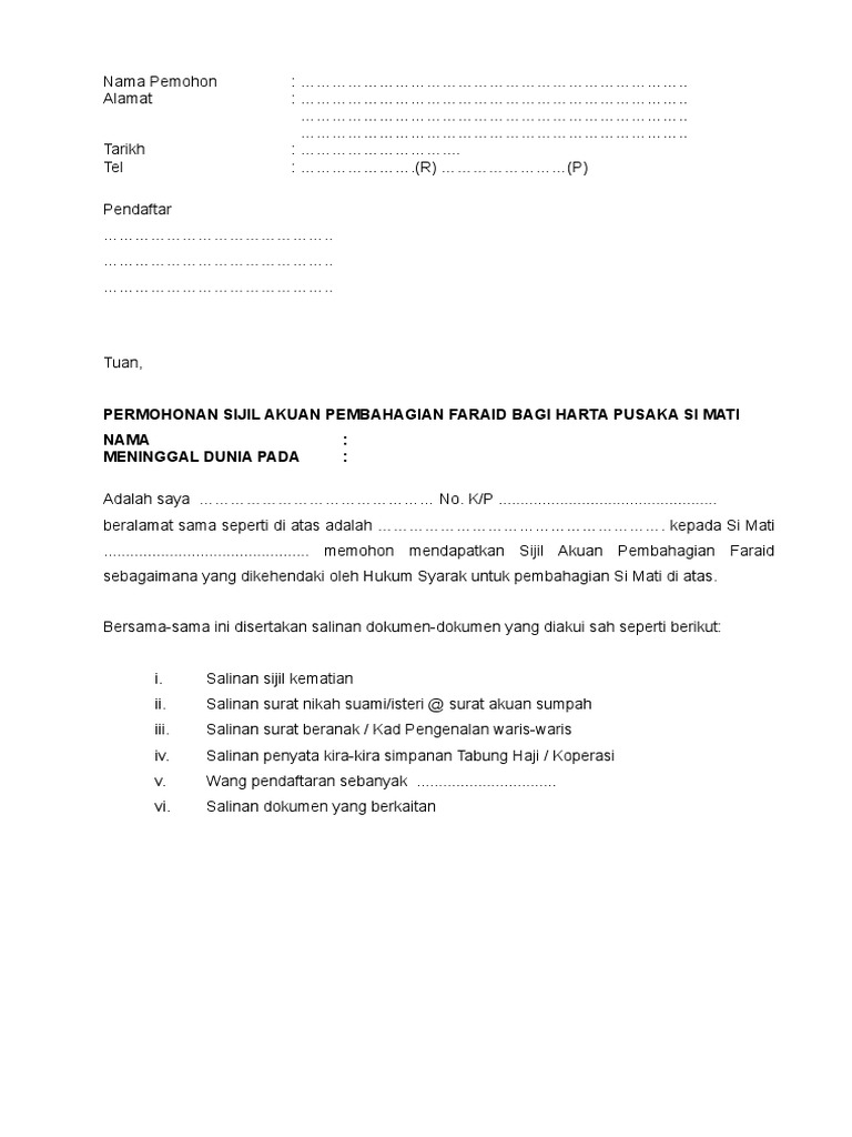 A9 Permohonan Sijil Faraid Bagi Si Mati PDF