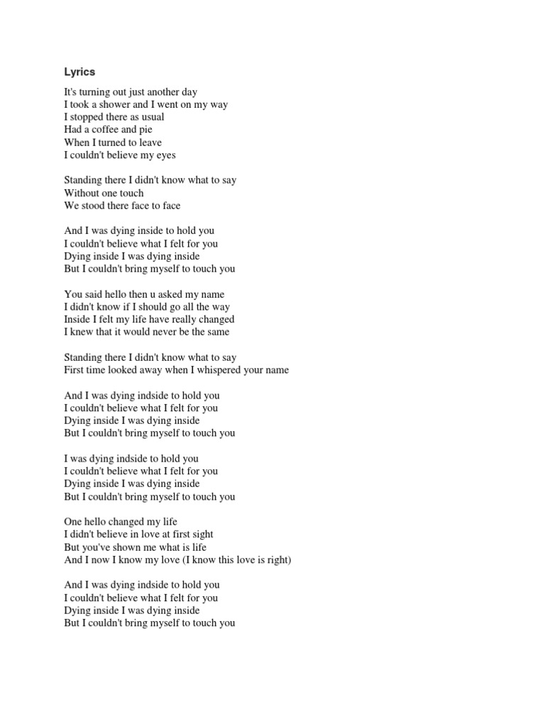 Dying Inside Lyrics