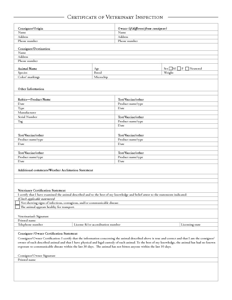 Vet Health Certificate For Pet Travel Pet Shipping Services PDF