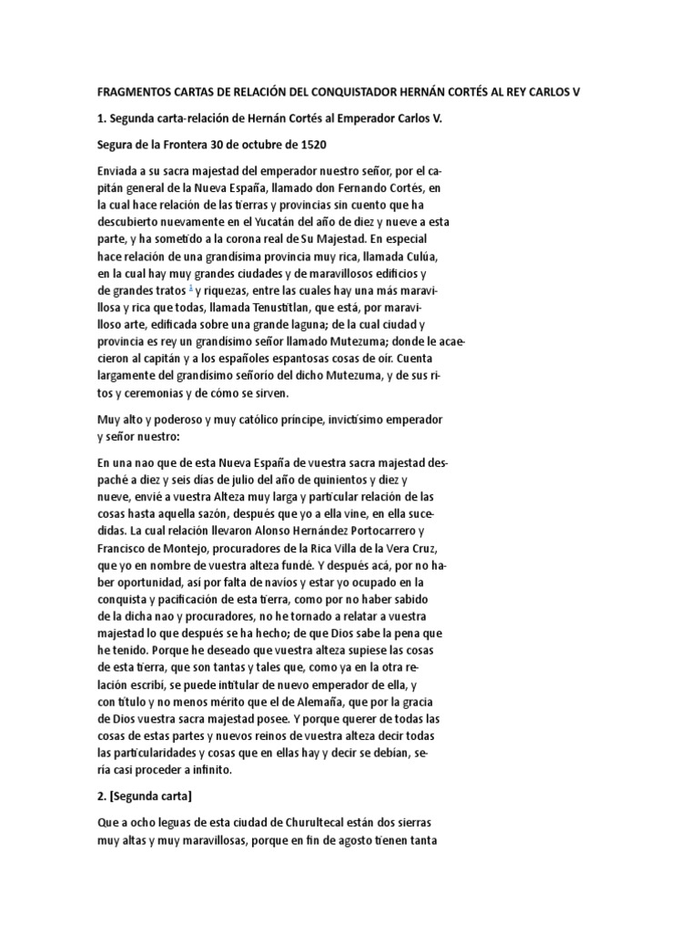 Fragmentos Cartas de Relación Del Conquistador