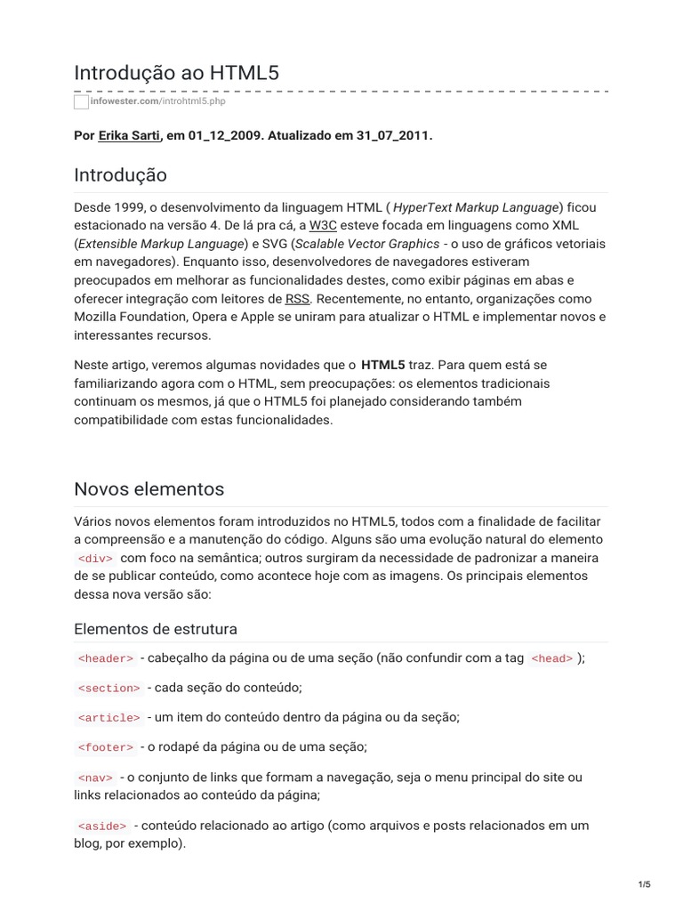 Novidades e Transição para HTML5 | PDF | Html5 | Xhtml