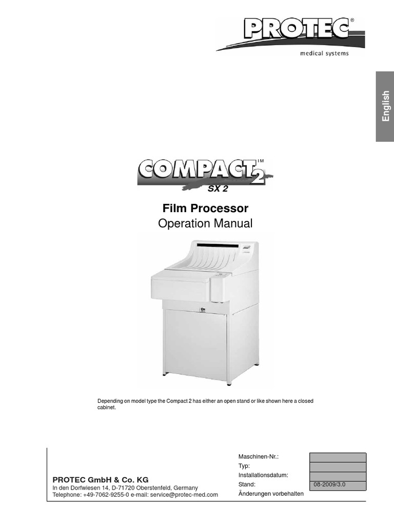 Manual de Usuario Procesadora de RX Protec Compact 2 (Inglés) | PDF ...