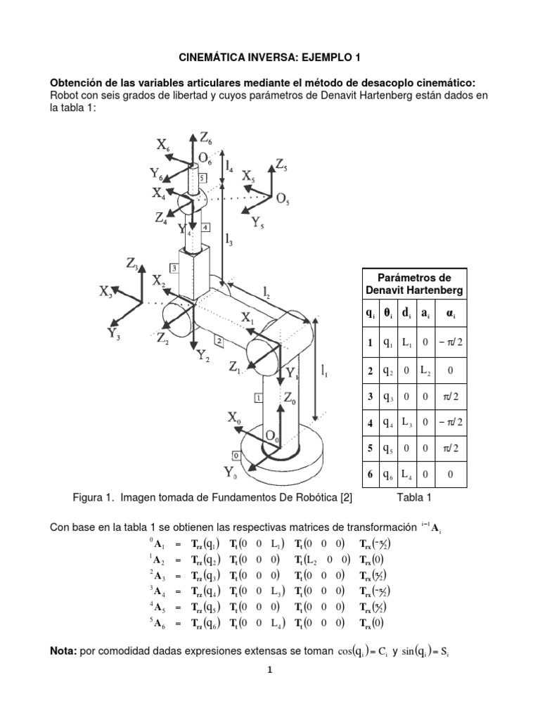 Cinemática Inversa Ejemplo1 | PDF | Matriz (Matemáticas) | Vector ...