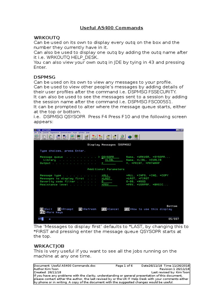 Essential AS400 Command Guide | PDF | Command Line Interface | Menu ...
