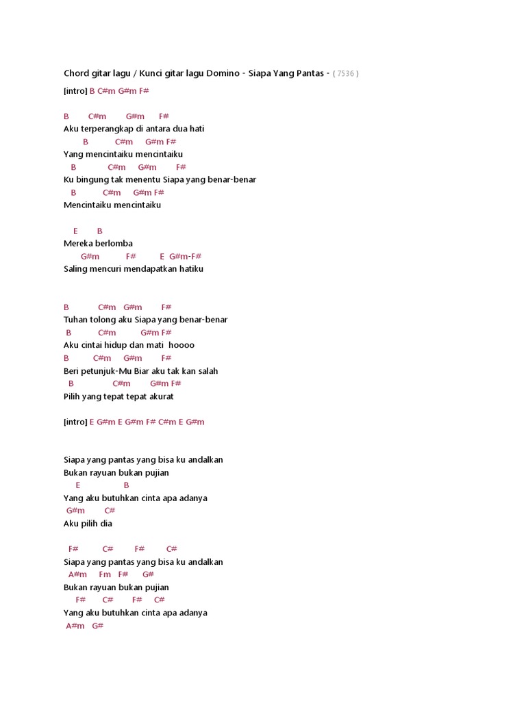 Chord Gitar Lagu Domino Siapa Yang Pantas Pdf