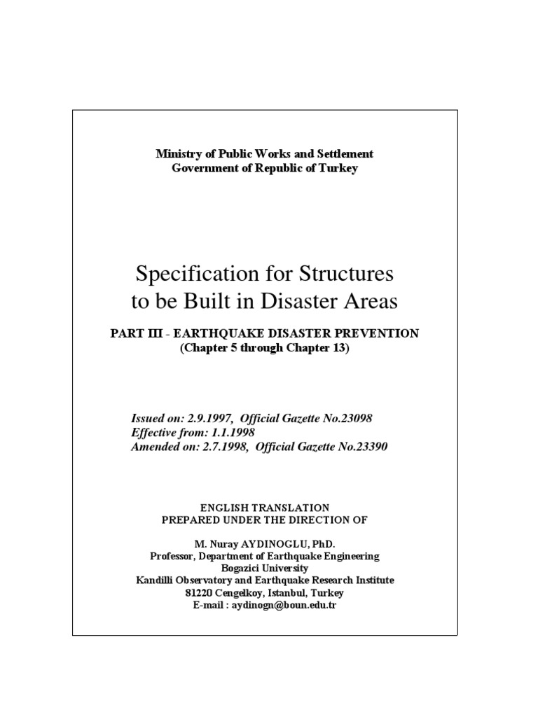 Turkish Earthquake Code Guidelines | PDF | Reinforced Concrete | Beam ...