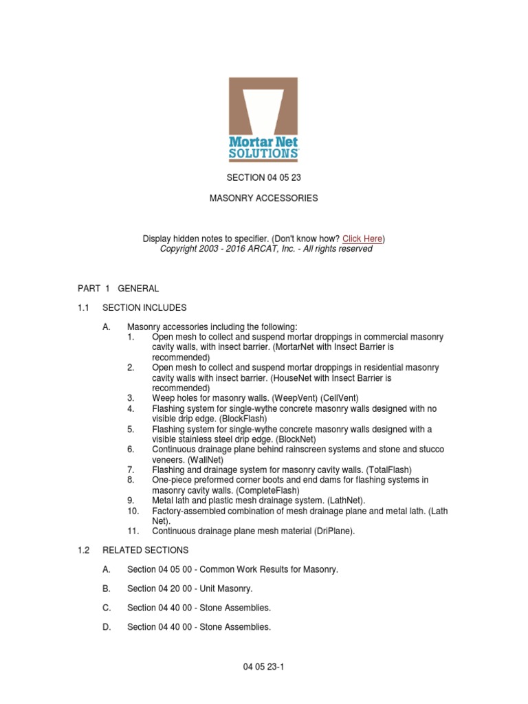 Masonry Accessories | PDF | Masonry | Wall