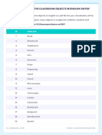 Vocabulary of The Classroom Objects in English On PDF