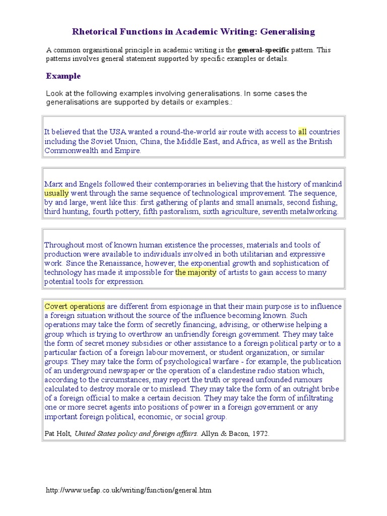 General-Specific Patterns in Writing | PDF | Linguistics
