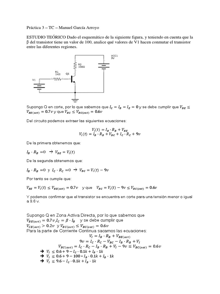 Análisis de Transistor: Regiones de Operación | PDF | Transistor ...