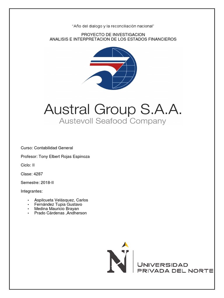 Trabajo Austral Group SAA CONTABILIDAD | PDF | Capital de trabajo ...
